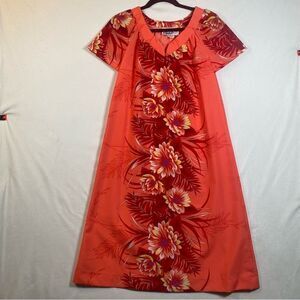 Hilo Hattie Vintage Orange Floral Muu Muu Size Medium